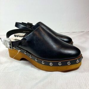 NWT Kelsi Dagger Brooklyn Warehouse Slingback Leather Clogs, Black, Size 10